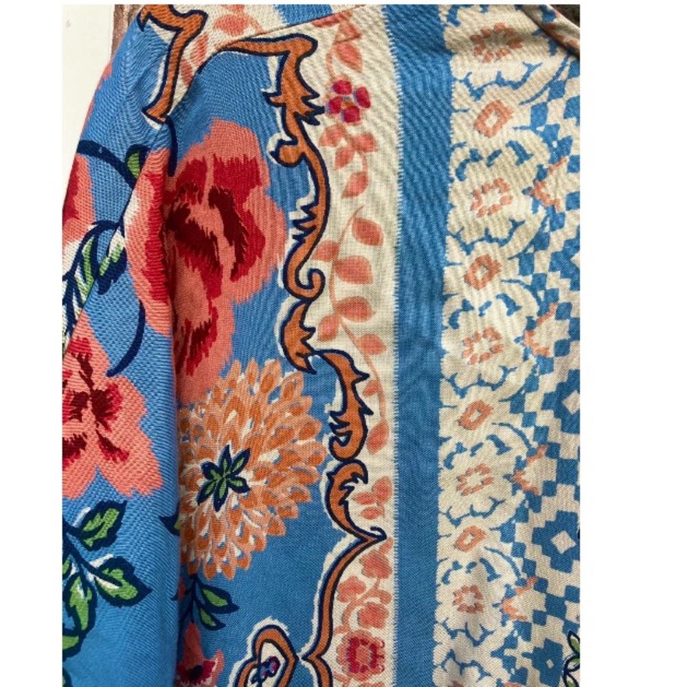 Blue & Cream Boho Floral Duster Jacket - Picture 8 of 9